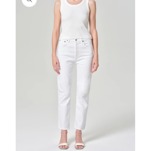 Agolde White Riley Crop Jeans - Picture 1 of 13